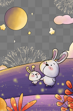 兔子过中秋节夜晚月球