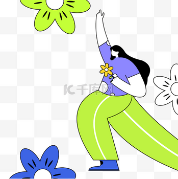 立春扁平人女士人物花朵