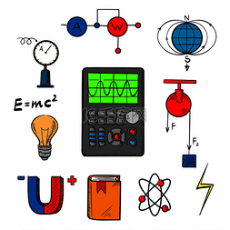书籍书籍海报图片_物理科学符号，如磁铁、电力、原