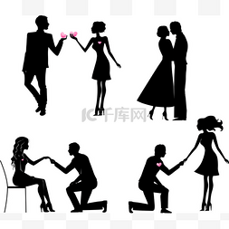 男人和女人在爱情中的 silhouettes