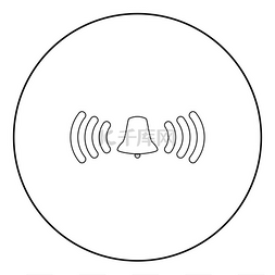 信号站矢量图片_圆形或圆形矢量插图中的铃声图标