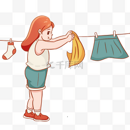 打扫卫生女孩图片_打扫卫生做家务清洁晾衣服