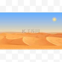 沙漠手绘图片_卡通自然空沙沙漠景观矢量图.