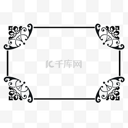 花黑白图案图片_装饰边框黑白线稿长方形花纹