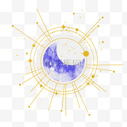 粉点波点图片_月亮波西米亚金粉水彩蓝色