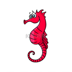 红色吉祥物图片_海上海马孤立的卡通人物矢量幼稚