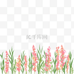花朵手绘卡通粉色图片_手绘花丛草丛粉色花朵绿色植物草