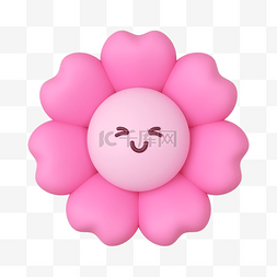 花儿粉色图片_C4D立体表情花朵