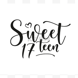 vintage图片_Sweet 17teen. Happy Birthday lettering sign. 