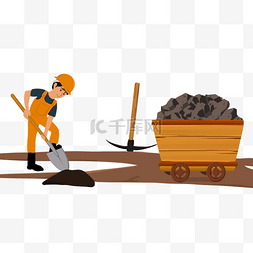 煤炭工人拿工具挖煤劳动工作
