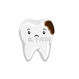 健康的牙齿图片_生病的牙齿与龋齿的插图。