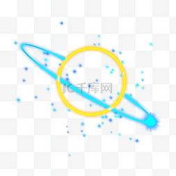 微光线图片_霓虹宇宙飞船黄色星球蓝色微星