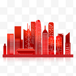 香港图片_红色香港城市旅游建筑剪影