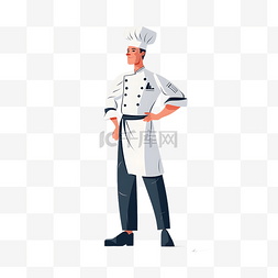 厨师扁平图片_卡通职业厨师扁平手绘
