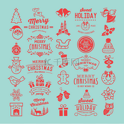 objects图片_Christmas design elements, logos, badges, lab