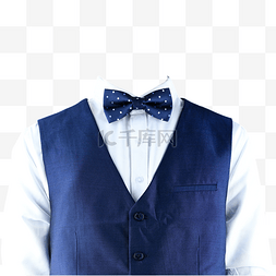蓝马甲白衬衫领结摄影图