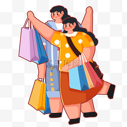 购物商品元素图片_双十一一起购物开心小姐妹