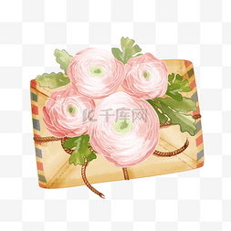 浪漫白色花瓣图片_信封水彩花卉植物浅粉色可爱