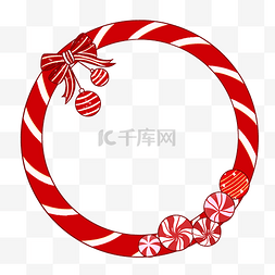 圆框图片_圣诞节拐杖糖蝴蝶结