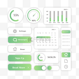 ui设计模板图片_用户界面绿色图标手机界面