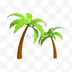 绿色椰子树图片图片_3d立体夏季装饰椰子树