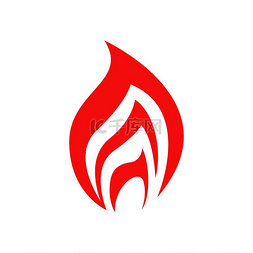 火的标签图片_红色火焰隔离矢量图标篝火或火炬