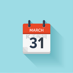 March 31. Vector flat daily calendar icon. Da