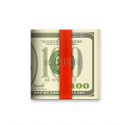 美国矢量素材图片_现金卷图标钱包夹中的美元纸币矢
