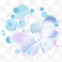 金蝴蝶图片_金粉蓝色光效抽象蝴蝶
