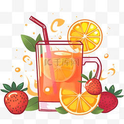卡通夏日橙汁果汁