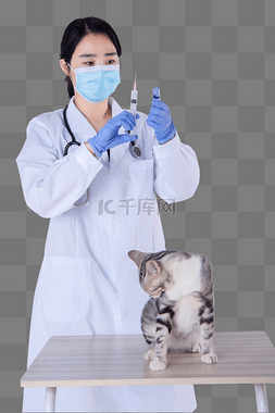 猫疫苗图片_女医生给小猫打针