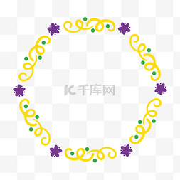 黄色线条紫色花朵花环