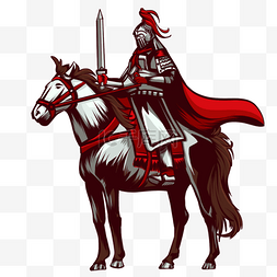 贵族士兵红色盔甲卡通