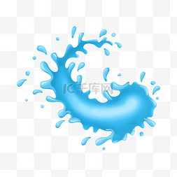 蓝色水花矢量素材图片_水滴飞溅液体抽象水彩