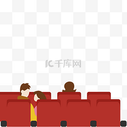 电影院红色座椅观影观众