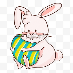 复活节可爱的兔子抱着彩蛋