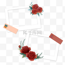创意红色玫瑰手账花卉相框