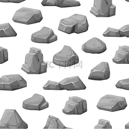 灰色石头和巨石碎石和卵石矢量无