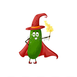 黄瓜特调汁图片_卡通黄瓜魔术师角色神奇的蔬菜快