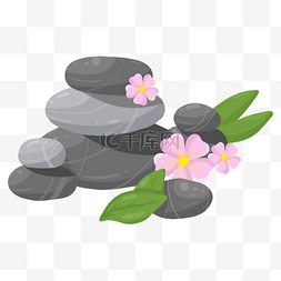 温泉图片_石头spa按摩叶子花粉色