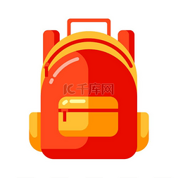 学校背包图片_扁平风格的红色学校背包图标隔离