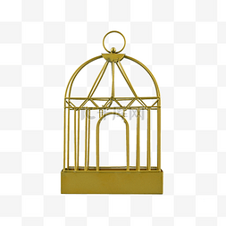老式笼子的金属金色的鸟笼密闭笼