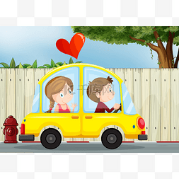 A couple inside the yellow car