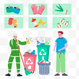 环卫工人垃圾分类和环境保护