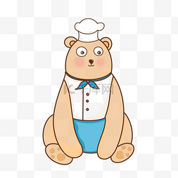 厨师扁平图片_可爱棕色大笨熊厨师