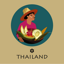 戴帽子的商人图片_戴帽子的泰国女人卖瓜。