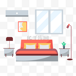 家具类背景图片_商务卧室插画扁平风格