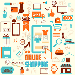 电子产品小图标图片_网上购物概念