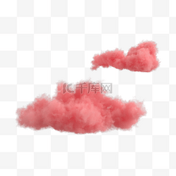 飞着的棉花图片_3D立体棉花云朵粉红云彩