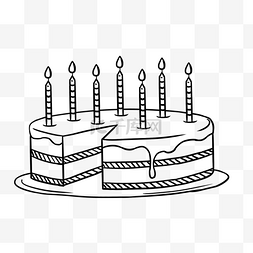 黑色生日快乐线稿奶油生日蛋糕